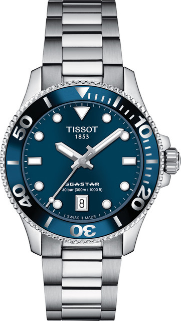 Tissot Seastar 1000 Damenuhr, Quarz, Edelstahl, Blau, 36 mm, 30 ATM - Bild 1