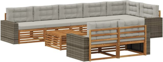 vidaXL Outdoor-Sofagarnitur aus Akazienholz mit 9 Kissen in modernem Design - Bild 1