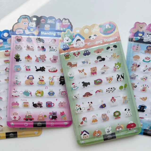 NEKONI 3D-Stanzaufkleber mit Cartoon-Tieren in Multicolour für kreatives Scrapbooking und DIY Journaling - Bild 1