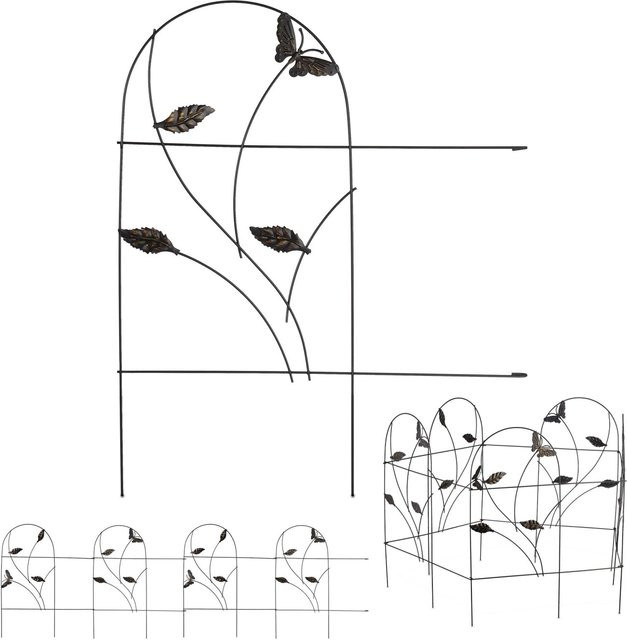 Relaxdays Beetzaun aus Stahl in Schwarz, 5-teilig und steckbar, B: 250 cm, H: 61,5 cm, T: 0,4 cm - Bild 1