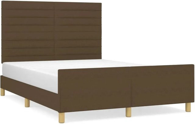vidaXL Bettgestell mit Kopfteil aus Stoff und Lärchenholz in Dunkelbraun B/T/H: 140 x 200 x 146 cm - Bild 1