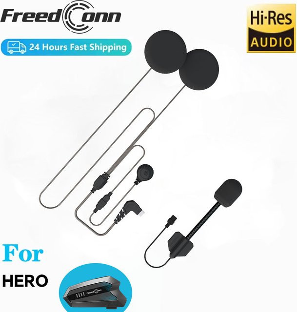 Freedconn D7HERO Bluetooth Helm-Headset Hi-RES Motorrad-Intercom mit Mikrofon in Schwarz - Bild 1