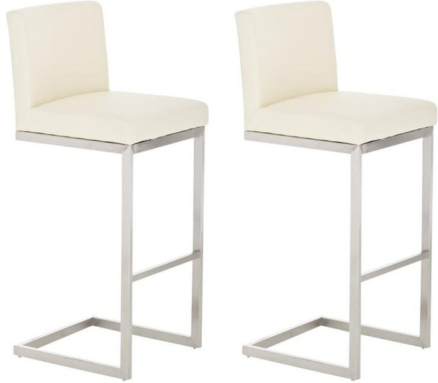 TPFLiving 2er Set Barhocker Paragon aus Kunstleder und Edelstahl in Beige - Bild 1
