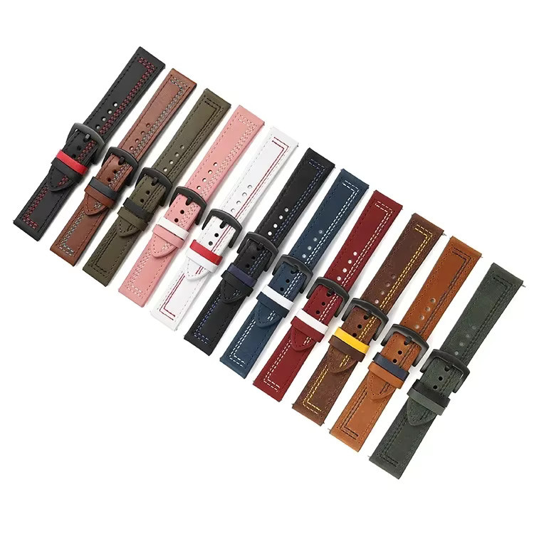 Uhrenarmband Leder, Schwarz, Klassisch, Unisex - Bild 3