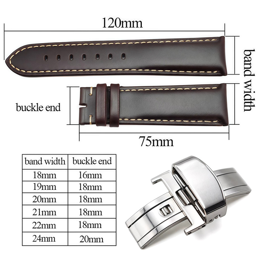 DUTRIEUX Uhrenarmband Leder, Edelstahl, Schwarz, Unisex - Bild 2