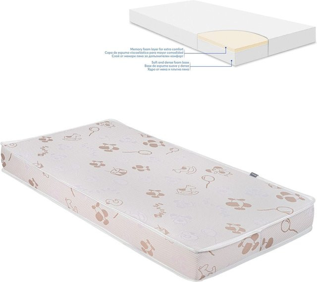 Kikkaboo Babybett-Matratze Memory Comfort Viscoelastic, Farbe: Pink, B/T/H: 120 x 60 x 12 cm - Bild 1