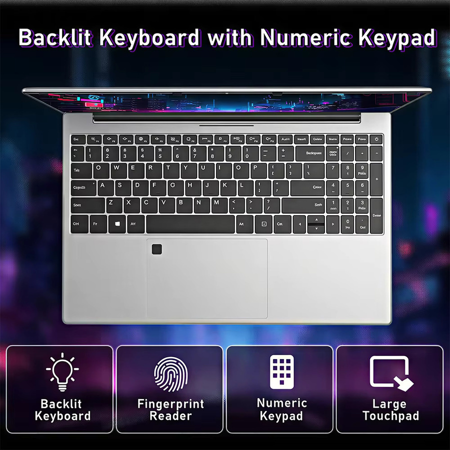 FUCHU Gaming-Laptop 15,6 Zoll mit Windows 11, Intel Core i9-10980HK, 16 GB RAM, Fingerabdrucksensor und Hintergrundbeleuchtung, Silber - Bild 3