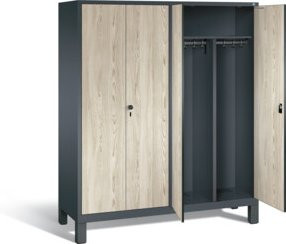 C+P Spind Evolo Schwarz-Weiss mit Front in Sen-Esche und Korpus in Anthrazitgrau, H x B x T: 185 x 159 x 50 cm - Bild 1