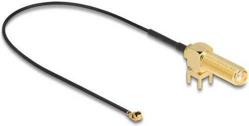 Delock WLAN-Antennen Anschlusskabel mit SMA-Buchse und IPEX-Stecker in Schwarz, Länge: 0,25 m - Bild 1
