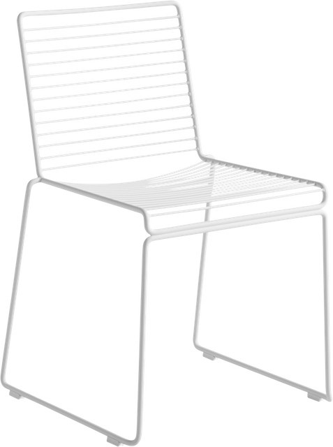 HAY Hee Dining Chair aus lackiertem Metalldraht in Weiß, stapelbar - Bild 1