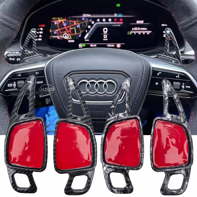 Carbon Fiber Print Lenkrad Paddle Shifter Erweiterung für Audi A1 A3 A4 A6 A7 A8 S4 S6 S7 S8 in Schwarz - Bild 1
