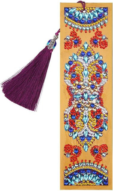 GoolRC Diamantmalerei Lesezeichen mit Blumenmuster und Quaste in Blau und Multicolour für DIY-Geschenke und Buchdekoration - Bild 1