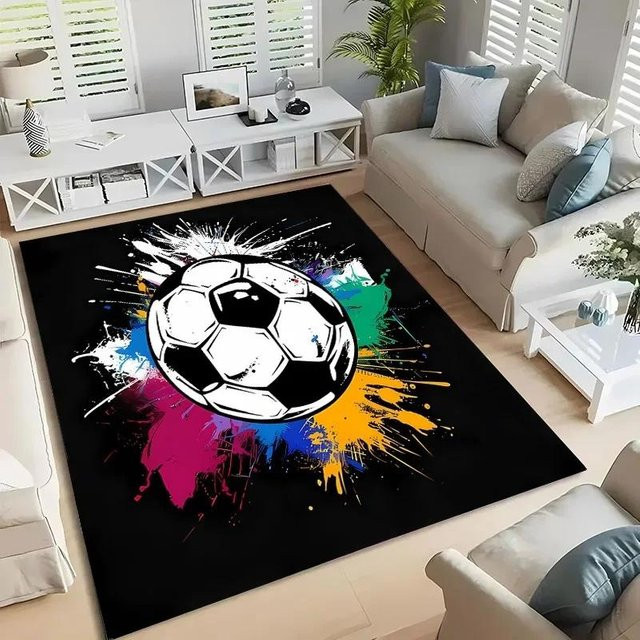 Karpetti Cartoon-Teppich mit Fußball-Motiv für Kinderzimmer und Wohnzimmer, B/B: 80 x 120 cm, Mehrfarbig - Bild 1