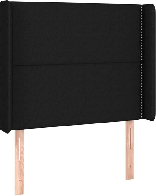 vidaXL Kopfteil mit Ohren in Schwarz aus Stoff, B/T/H: 93 x 16 x 118/128 cm - Bild 1