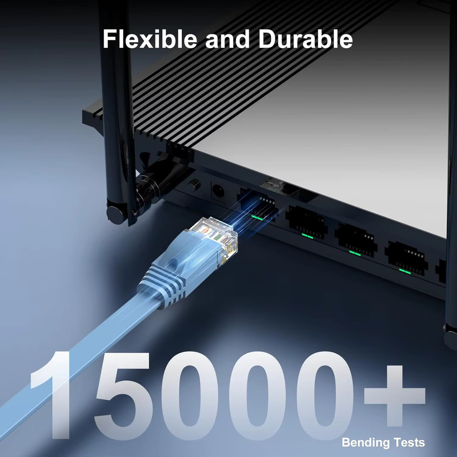 Ninth World Cat 6 Ethernet LAN-Kabel mit RJ45-Anschluss in Blau - Bild 4