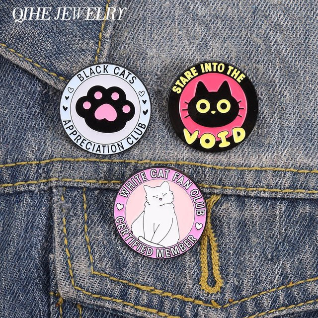QIHE JEWELRY Brosche, Emaille-Pin, Katzenpfoten-Abdruck, Schwarz - Bild 1
