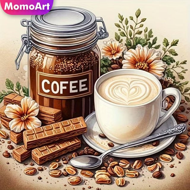 Momoart Diamant-Stickerei Kaffeetasse Landschaft, DIY Diamant-Mosaik Bastelset - Bild 1