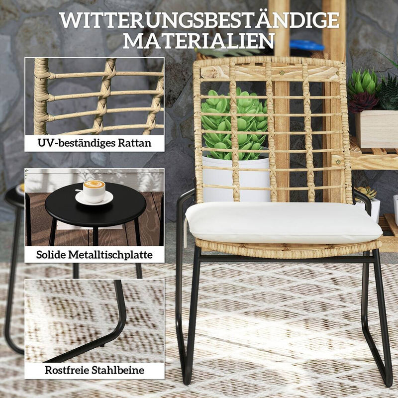 Outsunny Balkonmöbel Set aus Stahl in Beige und Braun, B/H/L: 56 x 78 x 67 cm - Bild 4