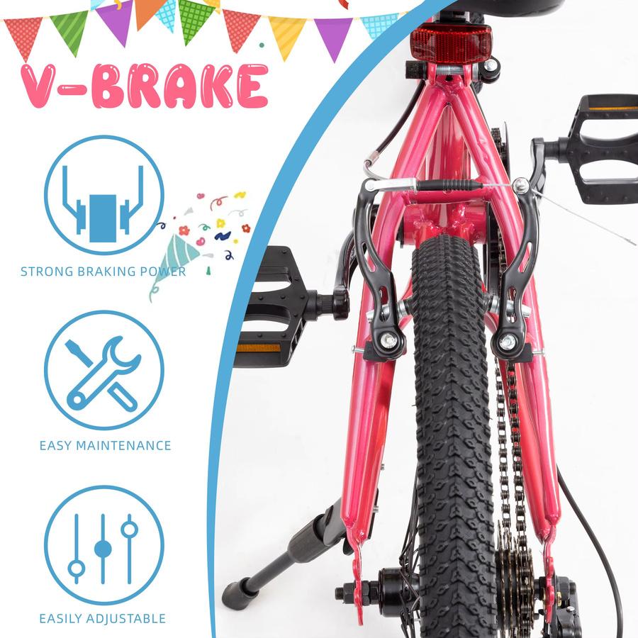 Vankel Kinder-Mountainbike für Mädchen, 20-Zoll, 6 Gänge, mit Schaltwerk und V-Bremsen - Bild 3