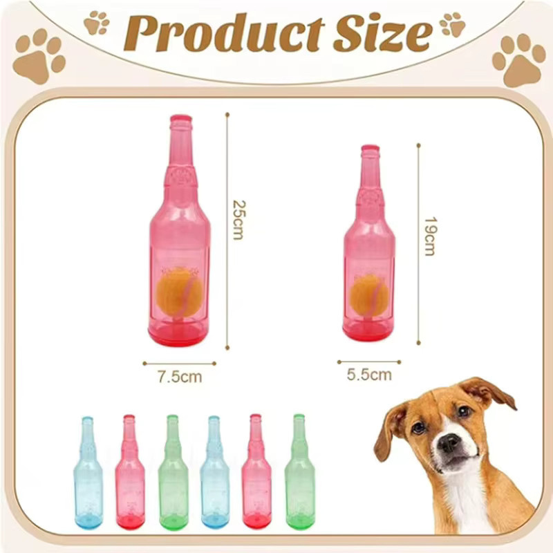 Qzee Kauspielzeug Bierflasche mit Tennisball, Quietschspielzeug, Puzzle-Spielzeug - Bild 3