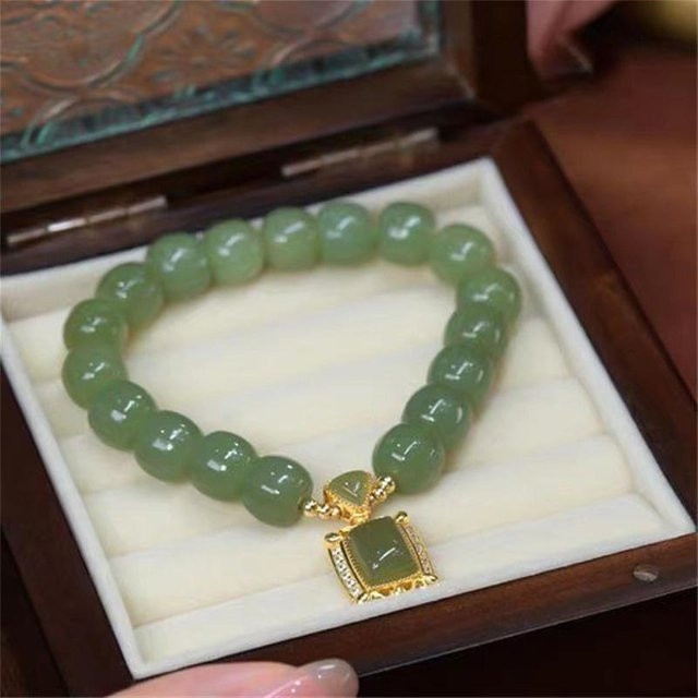 Hypoxia Armband, Perlen, Imitation Jade, grau, Damen - Bild 1