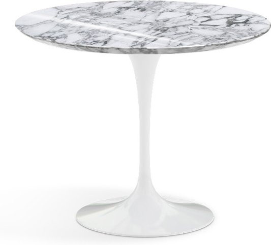 Knoll International Saarinen Esstisch rund in Weiß mit Marmorplatte - Bild 1