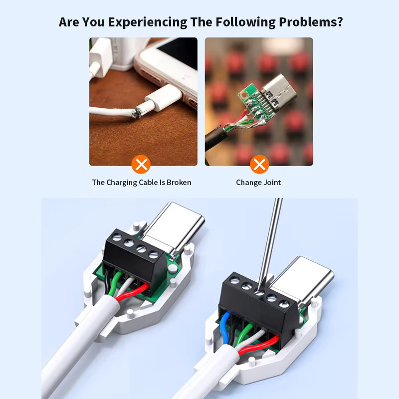 DIVEDEER USB Typ-C Steckverbinder in Weiß für die lötfreie Reparatur von Handy-Schnellladekabeln und USB-Datenkabeln - Bild 2