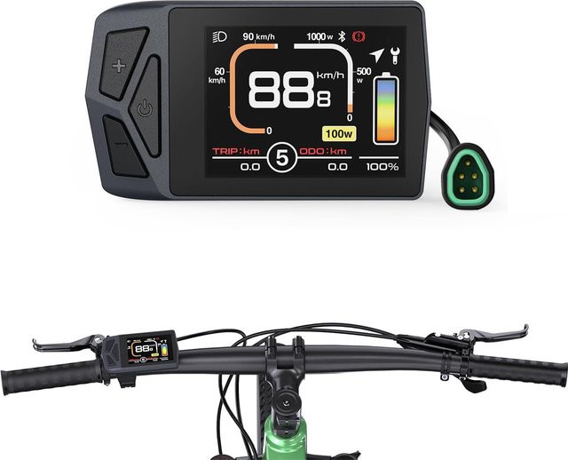 EKD01 E-Bike Display 2,4 Zoll TFT Farbdisplay für Bafang CAN-Protokoll Mittelmotor, Schwarz, IP67 Wasserdicht, E-Bike Computer mit Typ-C Ladeanschluss für BBS01B BBS02B BBSHD - Bild 1