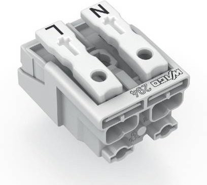 WAGO Netzanschlussklemme starr für 0,5-1,5 mm², 2-polig, Weiß, 1000 Stück - Bild 1
