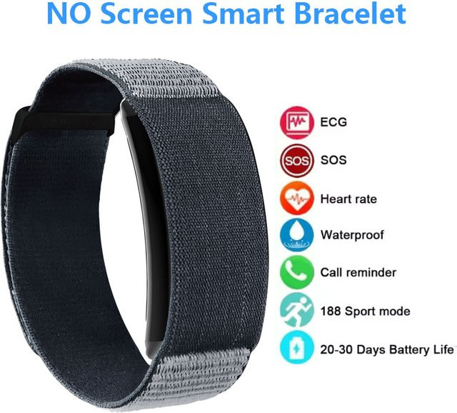 luxuglow Bildschirmloses Smart-Armband in Gold mit Echtzeit-Herzfrequenz, Blutdruck- und Körpertemperatur-Überwachung sowie EKG-Funktion - Bild 1