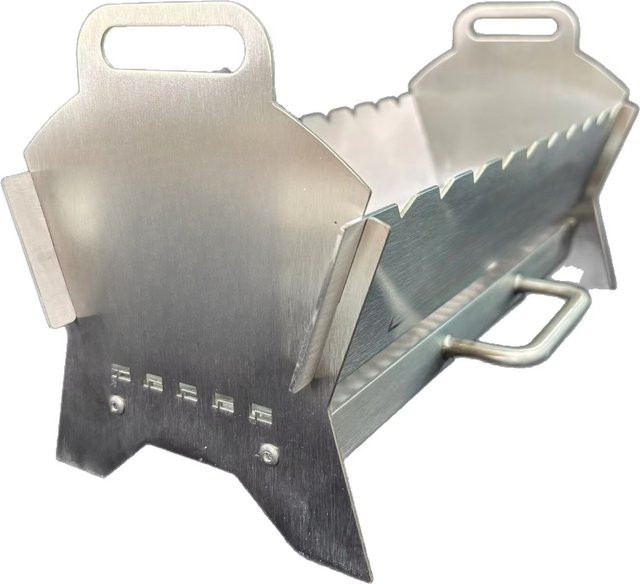 Tragbarer Mehrzweck-Grillofen aus Edelstahl in Silber für Camping und Picknick - Bild 1