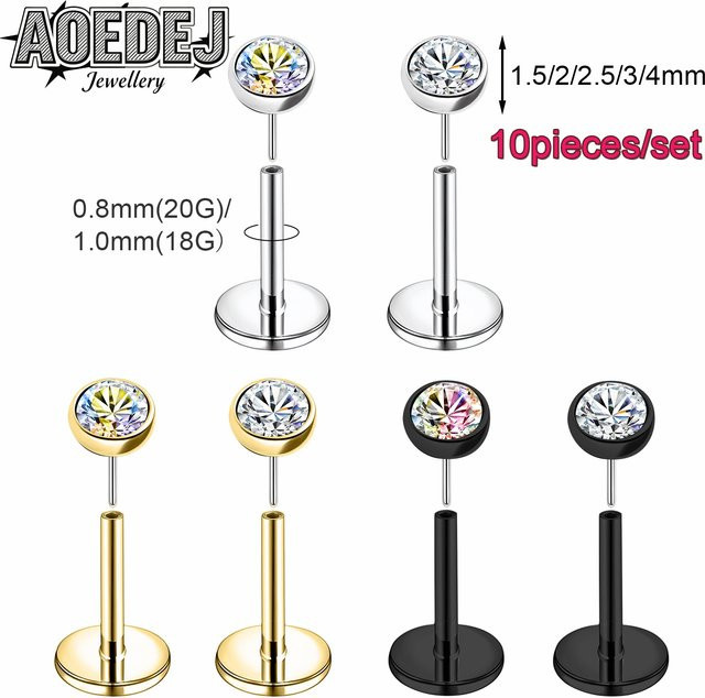 AOEDEJ Ohrstecker Edelstahl, Zirkonia, Silber, Unisex - Bild 1