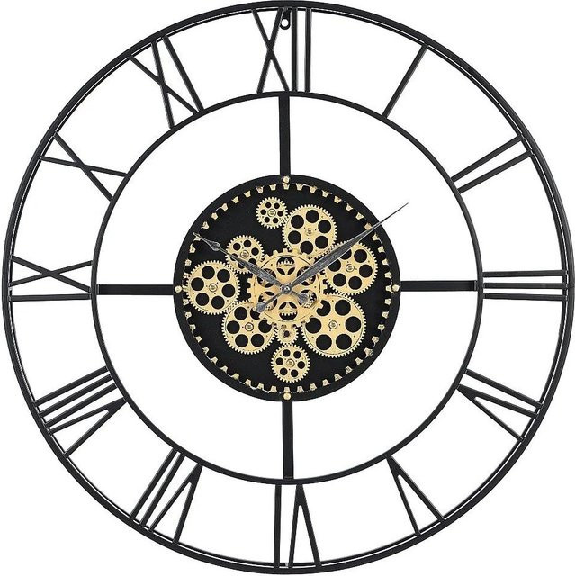 Vente-unique Wanduhr Karial in Schwarz und Goldfarben, Durchmesser: 80 cm - Bild 1