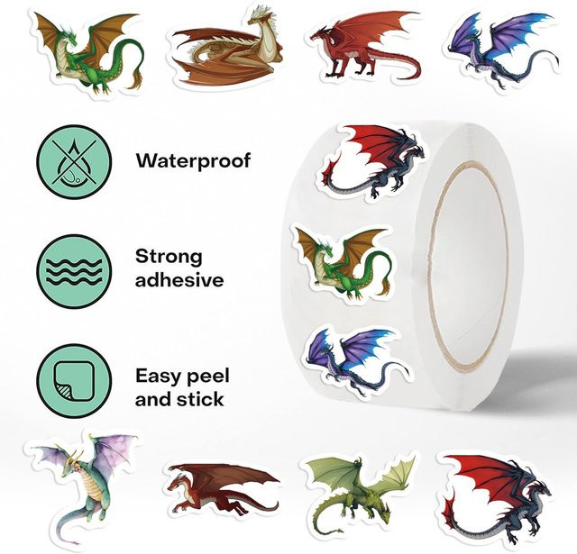 500 Stück House of the Dragon Cartoon-Aufkleber Rollen in Multicolour für Tagebücher und Wasserflaschen von LanLanStickersWorld - Bild 1