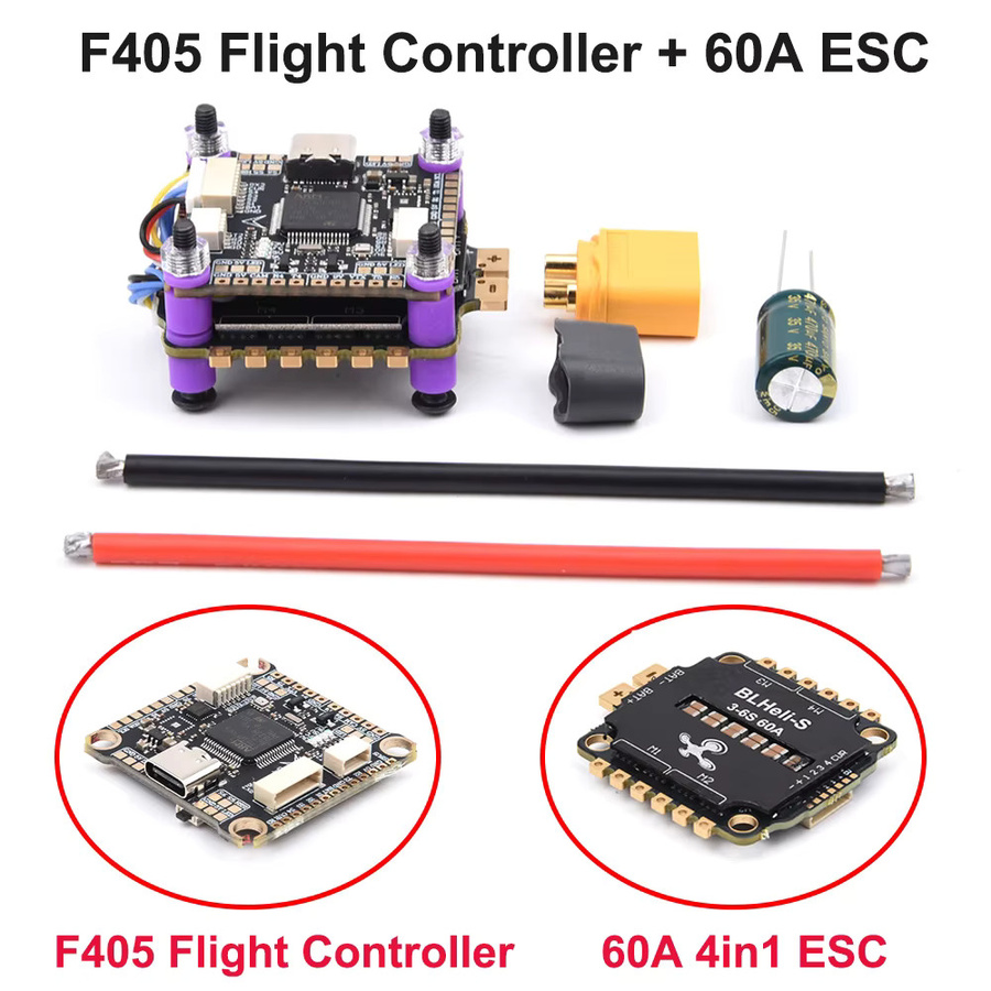 Readytosky F405 F405HD F7 F722 Flight Controller Stack mit 60A 4in1 BLheli_S ESC für RC FPV Racer Drohnen, Montagegröße: 30,5 x 30,5 mm - Bild 1