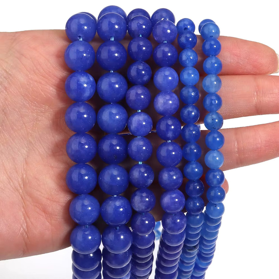 Natursteinperlen Blauer Kyanit, Runde Distanzperlen, Unisex - Bild 3