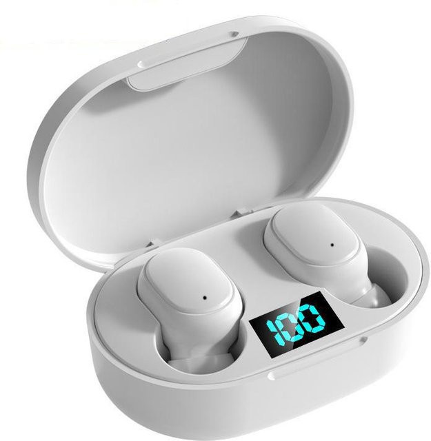 AlongChoice E6S TWS Bluetooth 5.3 Kopfhörer mit LED Digitalanzeige, HiFi Stereo Musik und Geräuschunterdrückung, Weiß - Bild 1