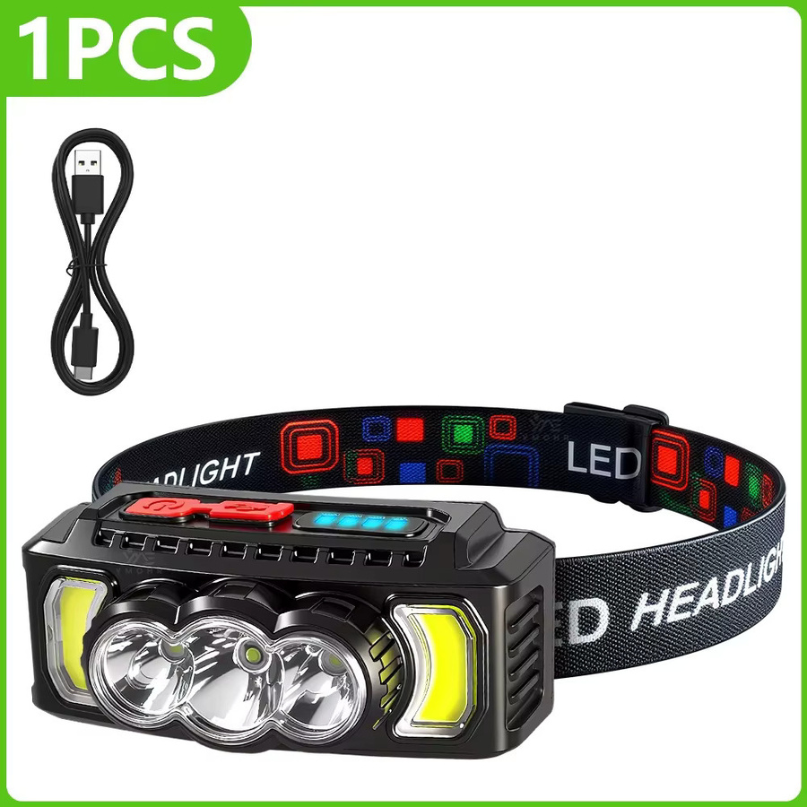 BALDR LED Stirnlampe mit COB-Technik und Akku, aufladbare Outdoor-Sport-Kopflampe in Schwarz - Bild 5