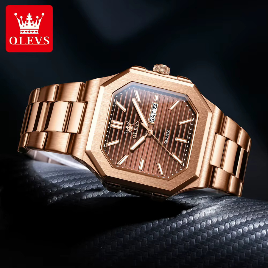 OLEVS Armbanduhr, Quarz, Edelstahl, eckig, 44 mm, Herren - Bild 2