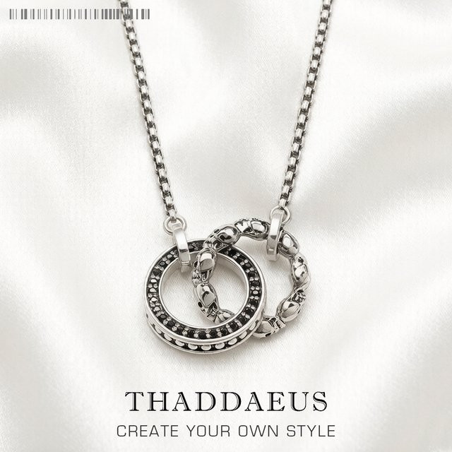Thaddaeus Gliederkette 925 Silber, schwarzer Stein, Unisex, Vintage - Bild 1
