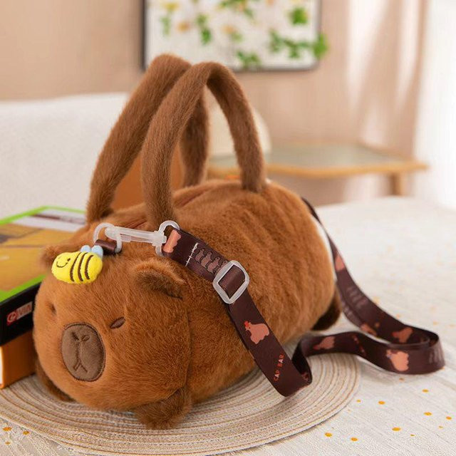 Capybara Handtasche, Bienen-Blumen-Design, Plüsch / Textil, ab 3 Jahre - Bild 1