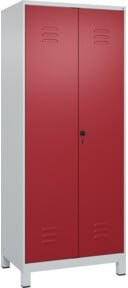 C + P Möbelsysteme Putzmittel-Spind Classic PLUS mit 2 Abteilen, Sicherheits-Drehriegel, Grau/Rot, H x B x T: 195 x 80 x 50 cm - Bild 1