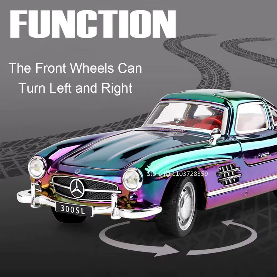 MAKEDA 300SL Oldtimer Modell, 1:32, Metall, mit Licht und Sound, Grün - Bild 4