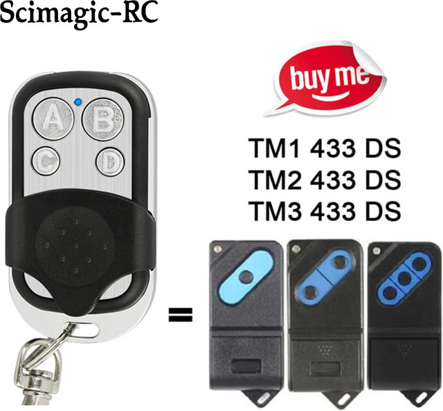 Scimagic-RC Handsender 433 MHz Festcode Garagentor Fernbedienung für TM1 433 DS, TM2 433 DS und TM3 433 DS - Bild 1