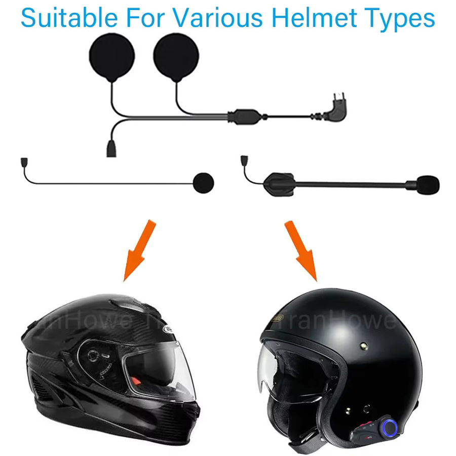 Maxto Headset Zubehör für Motorrad- und Gesichtshelme mit Micro USB und 3,5 mm Jack, Schwarz - Bild 2