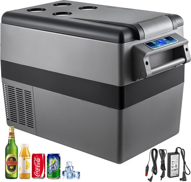 Vevor Autokühlschrank mit Gefrierfach als tragbarer Kompressorkühler für Camping in Grau - Bild 1
