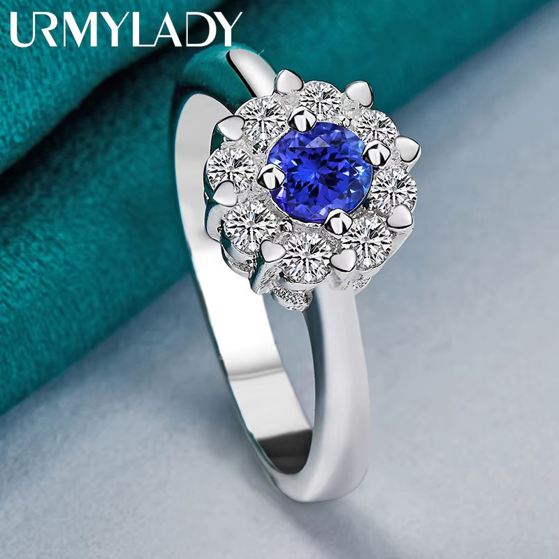 URMYLADY Ring, 925 Silber, Blauer Zirkonia, Damen - Bild 5