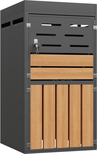 GOMYWAY Home Multifunktionaler Außenschrank 2-in-1 mit Pflanzkasten und Mülltonnenfach in Grau, B/T/H: 66 x 80 x 128 cm - Bild 1
