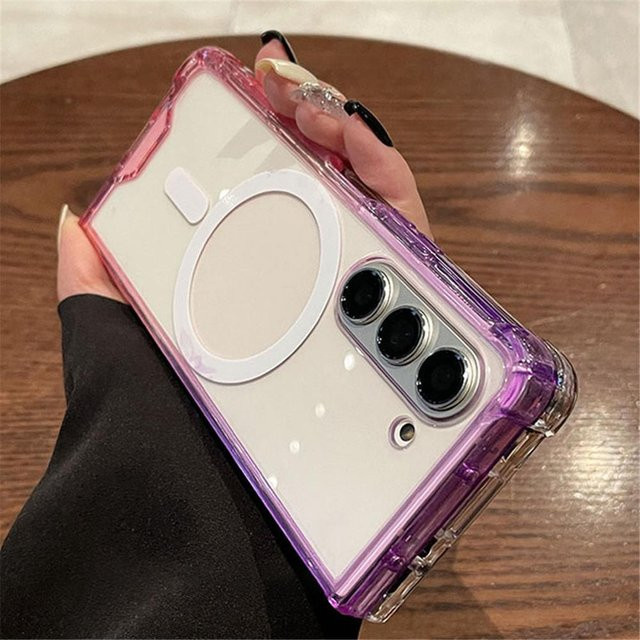 Hyalin Stoßfeste Schutzhülle für Samsung Galaxy Z Fold 7 6 5 4 3 5G mit MagSafe und Farbverlauf in Bonbonfarben - Bild 1