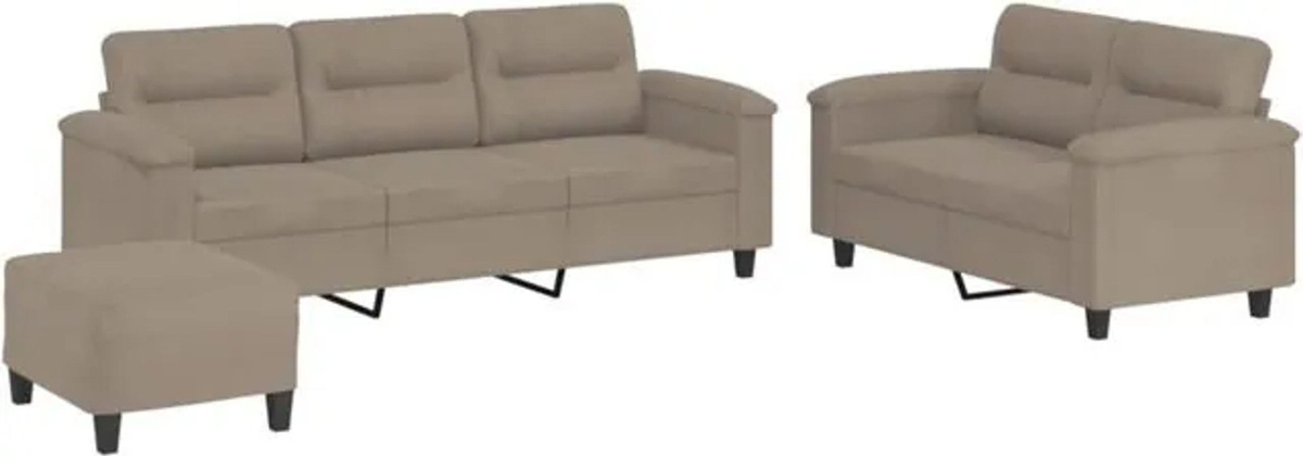 VidaXL 3-tlg. moderne Sofagarnitur mit Kissen aus Mikrofasergewebe in Taupe meliert - Bild 1